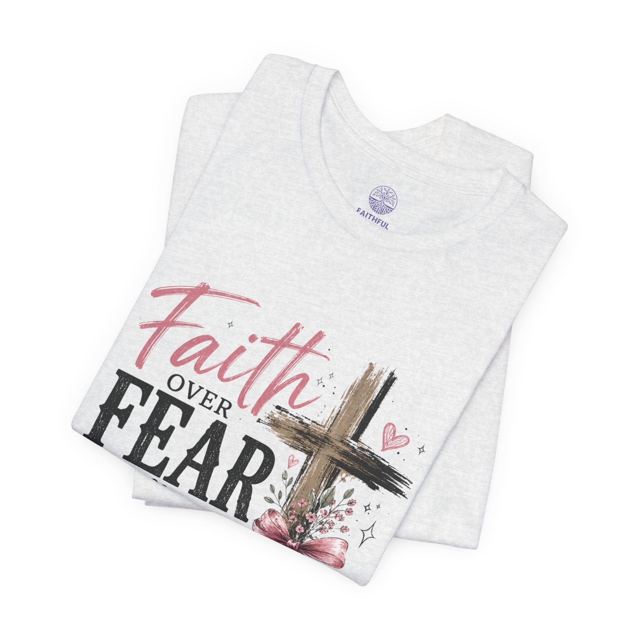 Faith Over Fear Tee — Christian Cross Inspirational Graphic T-Shirt