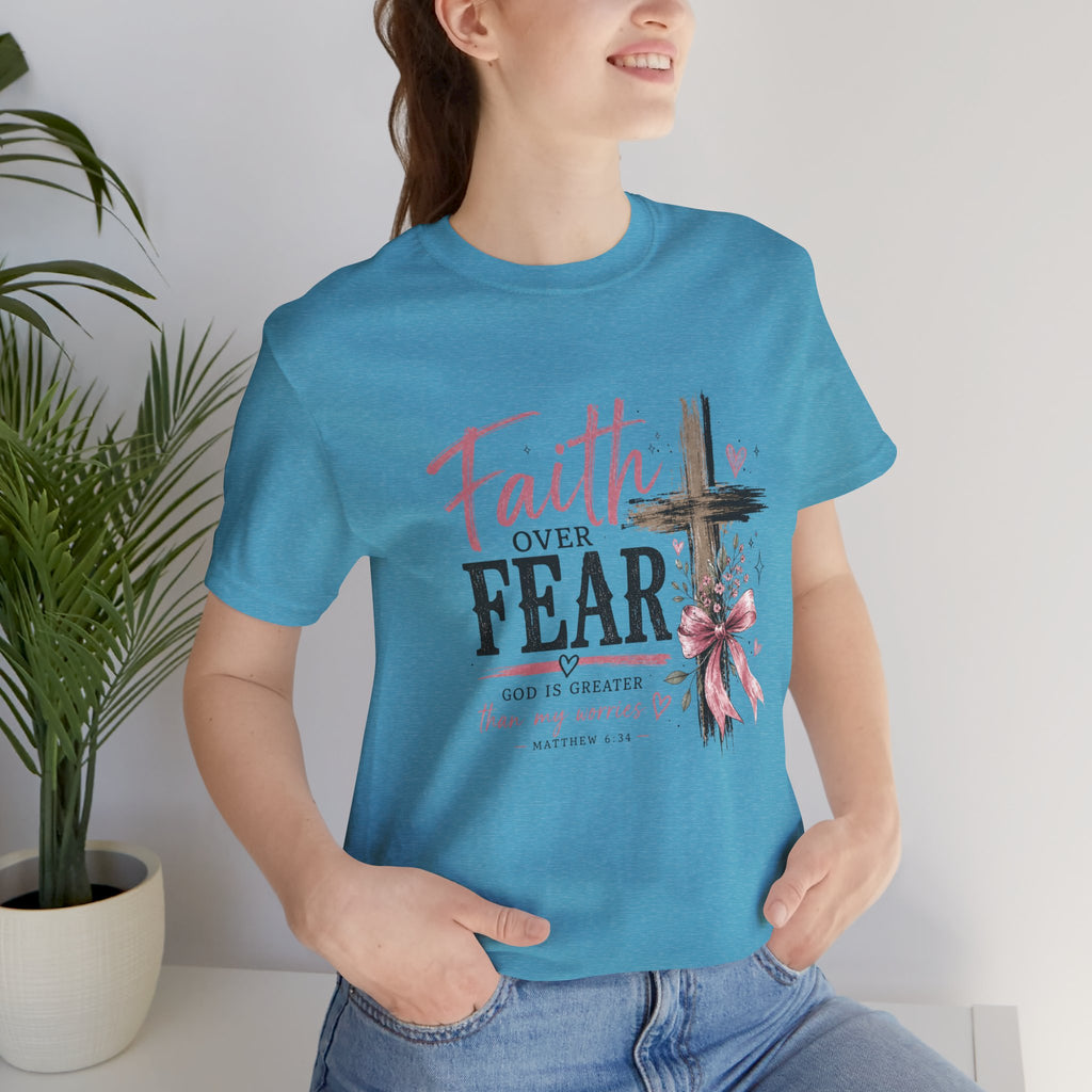 Faith Over Fear Tee — Christian Cross Inspirational Graphic T-Shirt