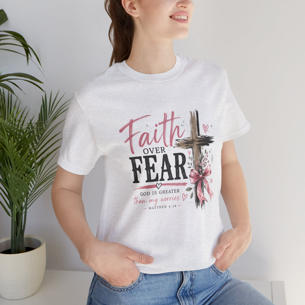 Faith Over Fear Tee — Christian Cross Inspirational Graphic T-Shirt