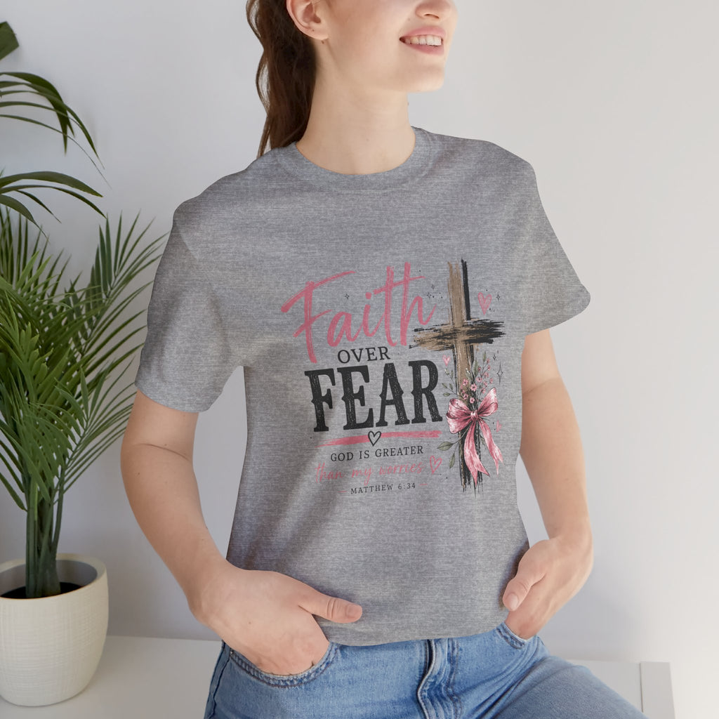 Faith Over Fear Tee — Christian Cross Inspirational Graphic T-Shirt