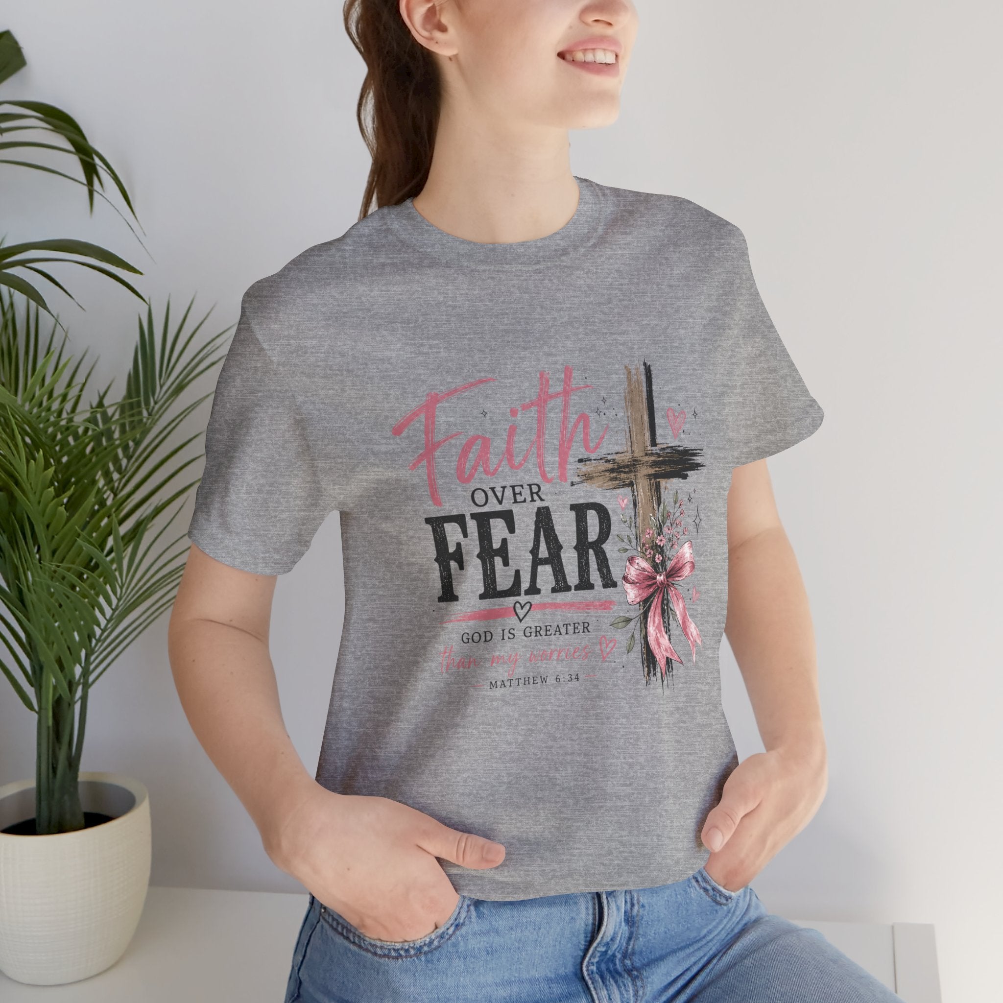 Faith Over Fear Tee — Christian Cross Inspirational Graphic T-Shirt