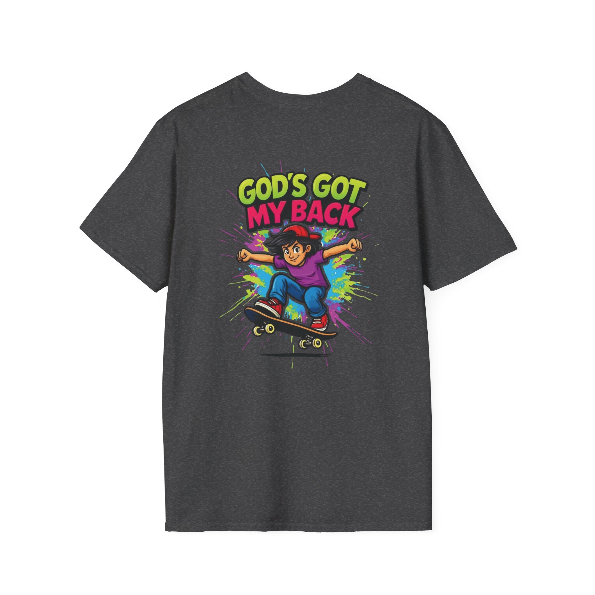 Christian Skateboard T-Shirt — "God's Got My Back" Youth Skate Tee