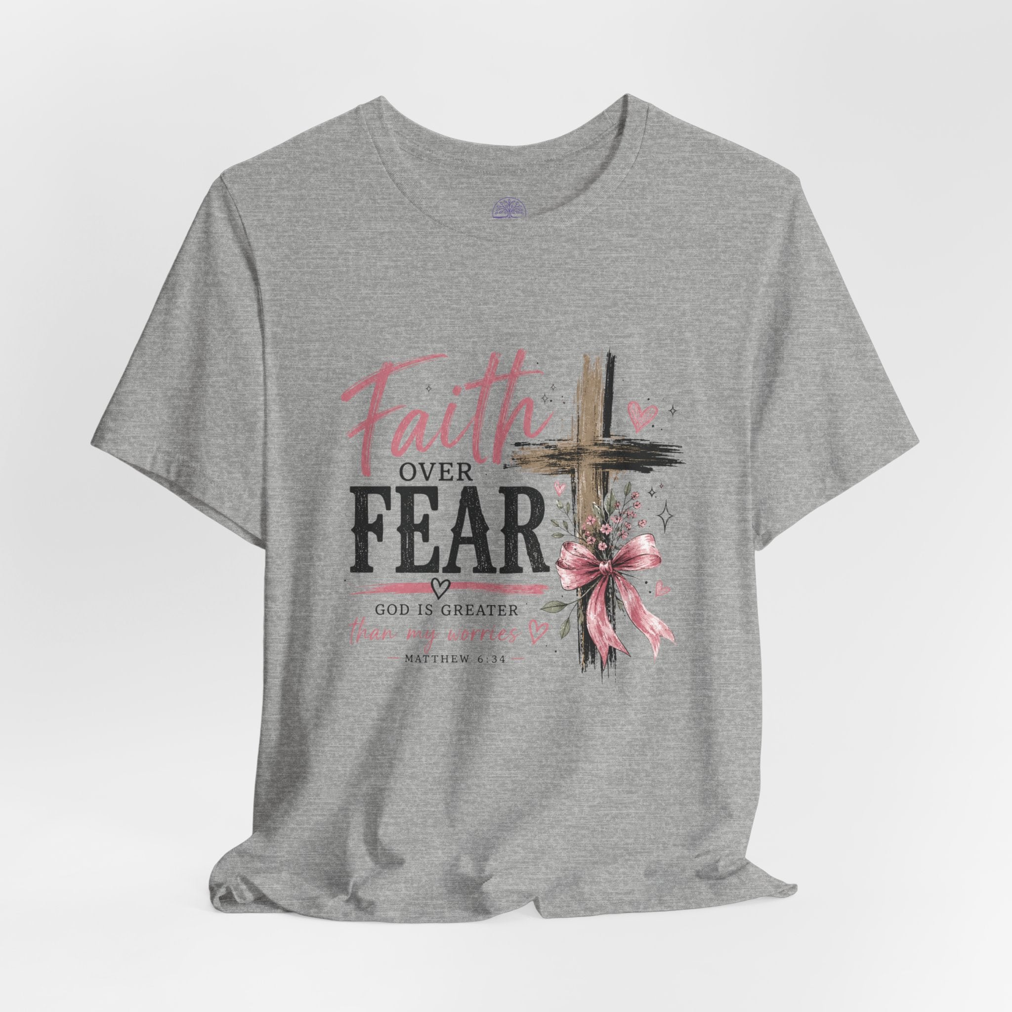 Faith Over Fear Tee — Christian Cross Inspirational Graphic T-Shirt