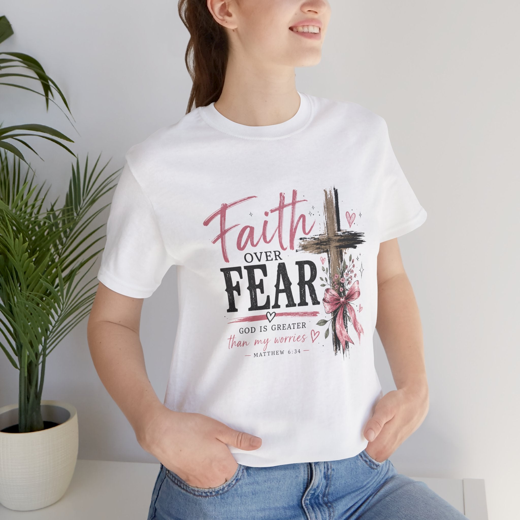 Faith Over Fear Tee — Christian Cross Inspirational Graphic T-Shirt