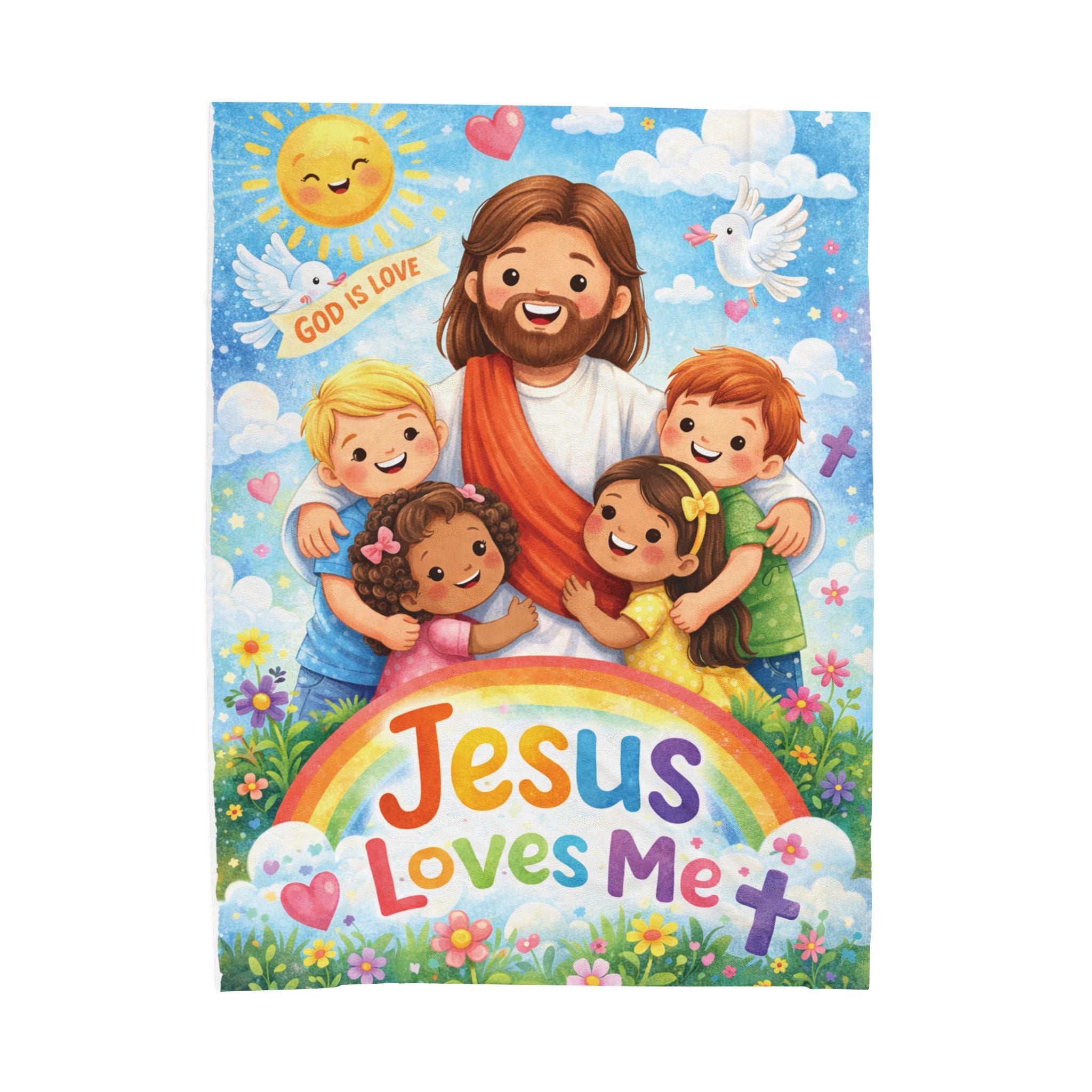 Kids' Jesus Loves Me Velveteen Plush Blanket – Christian Nursery Gift