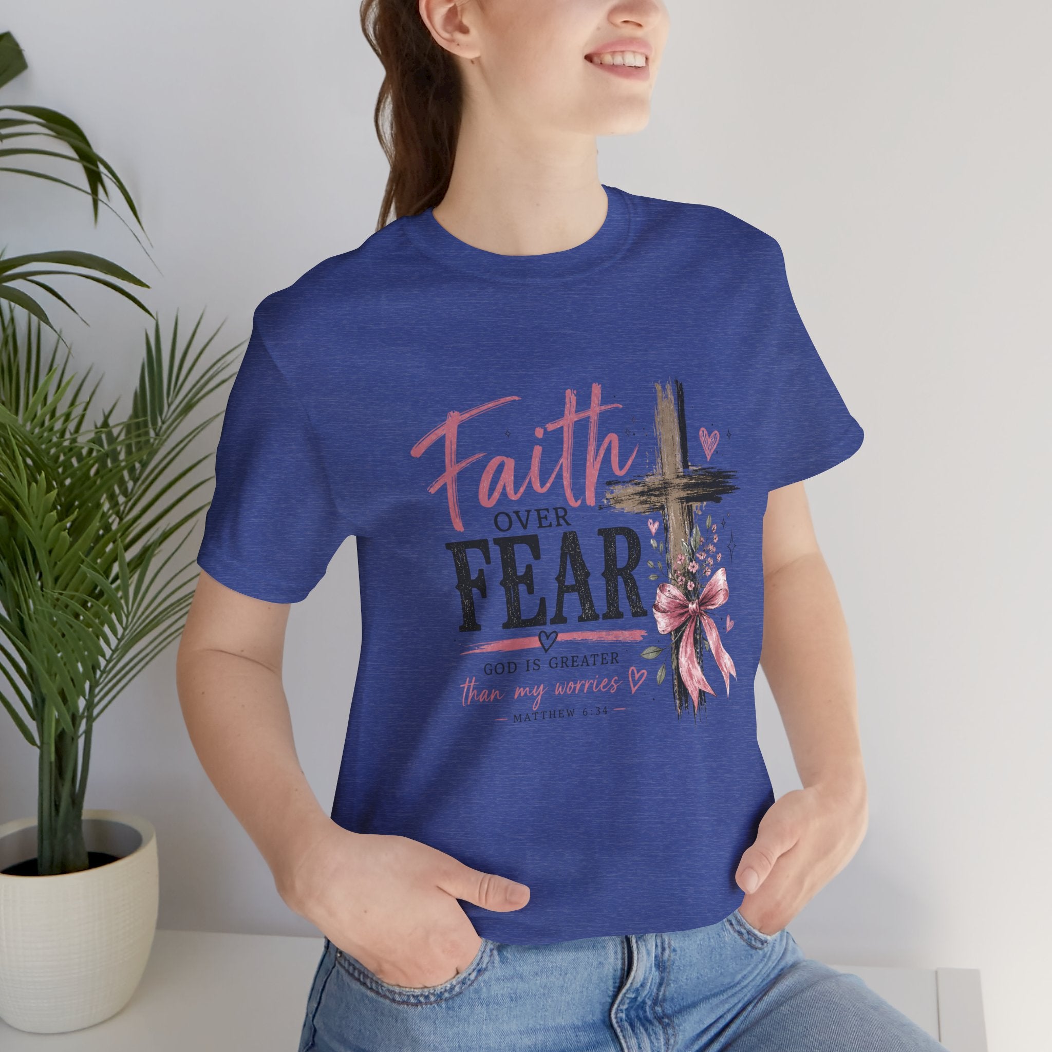 Faith Over Fear Tee — Christian Cross Inspirational Graphic T-Shirt