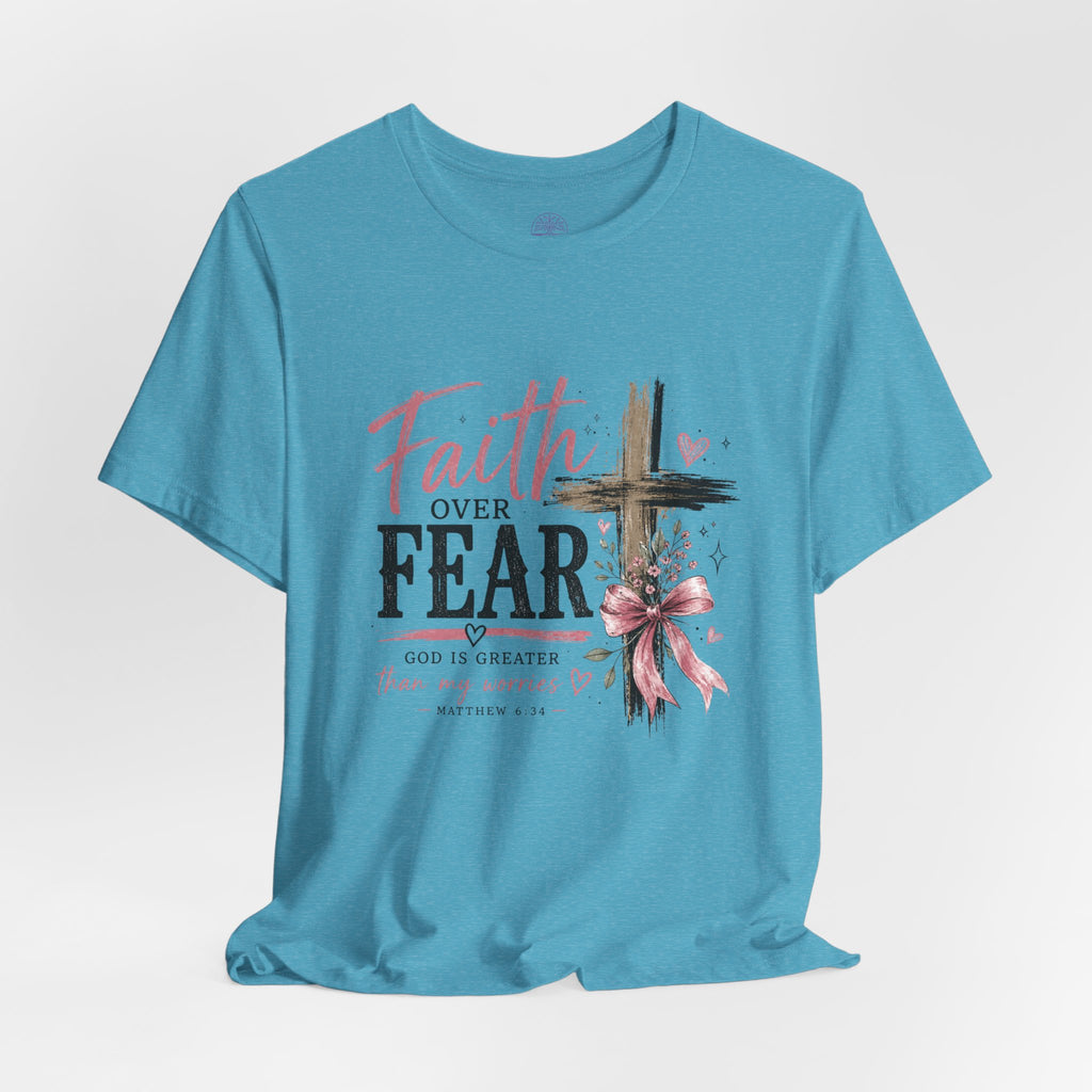 Faith Over Fear Tee — Christian Cross Inspirational Graphic T-Shirt