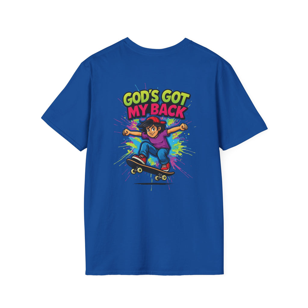 Christian Skateboard T-Shirt — "God's Got My Back" Youth Skate Tee