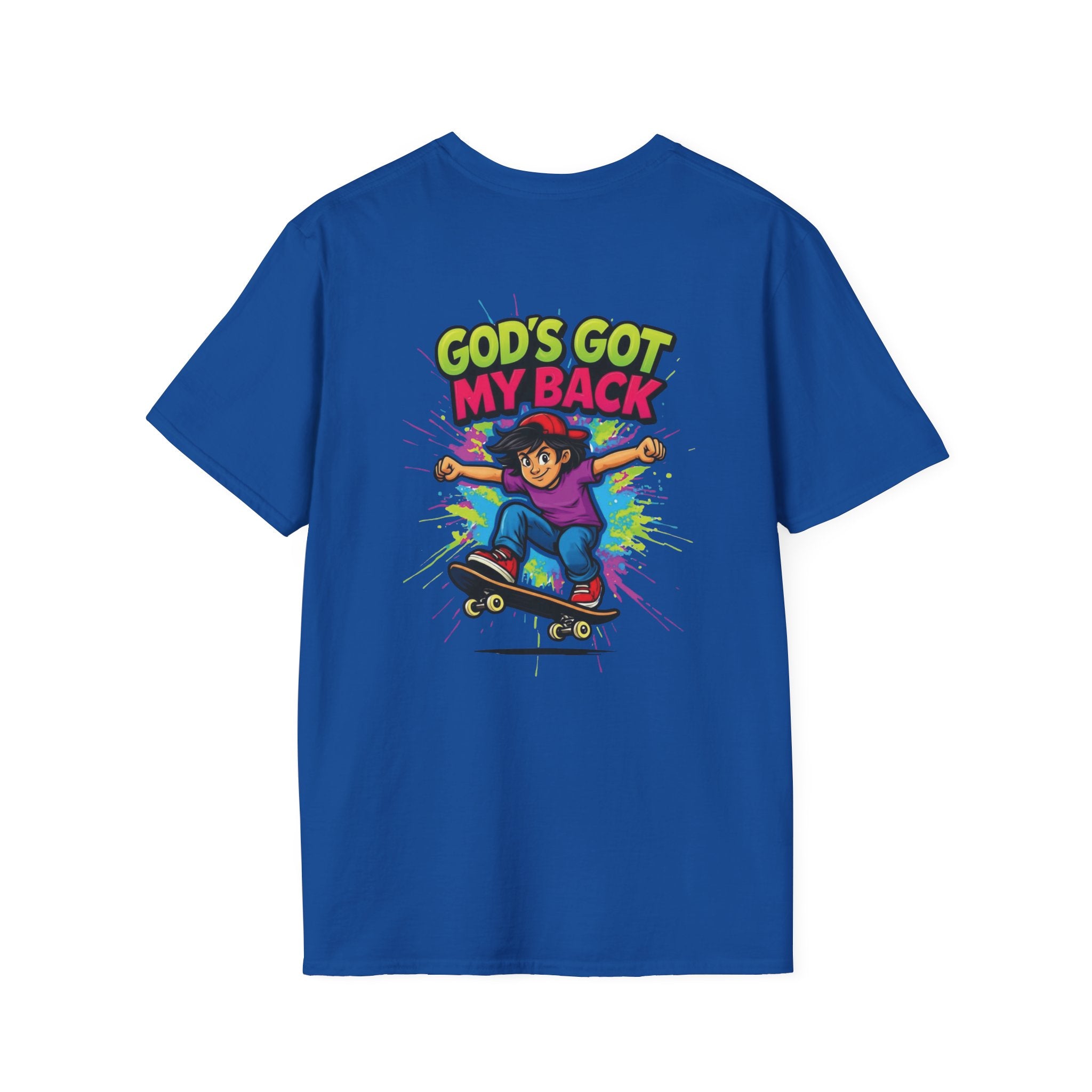 Christian Skateboard T-Shirt — "God's Got My Back" Youth Skate Tee