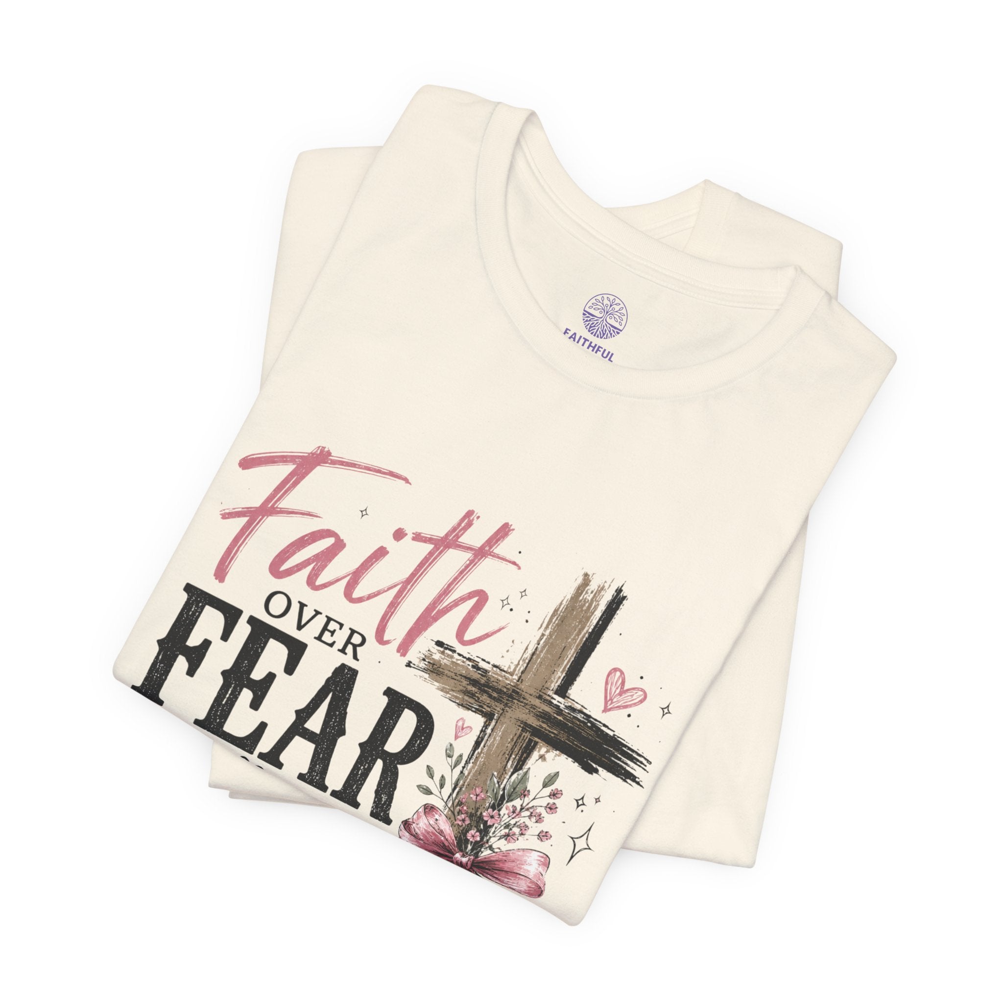 Faith Over Fear Tee — Christian Cross Inspirational Graphic T-Shirt