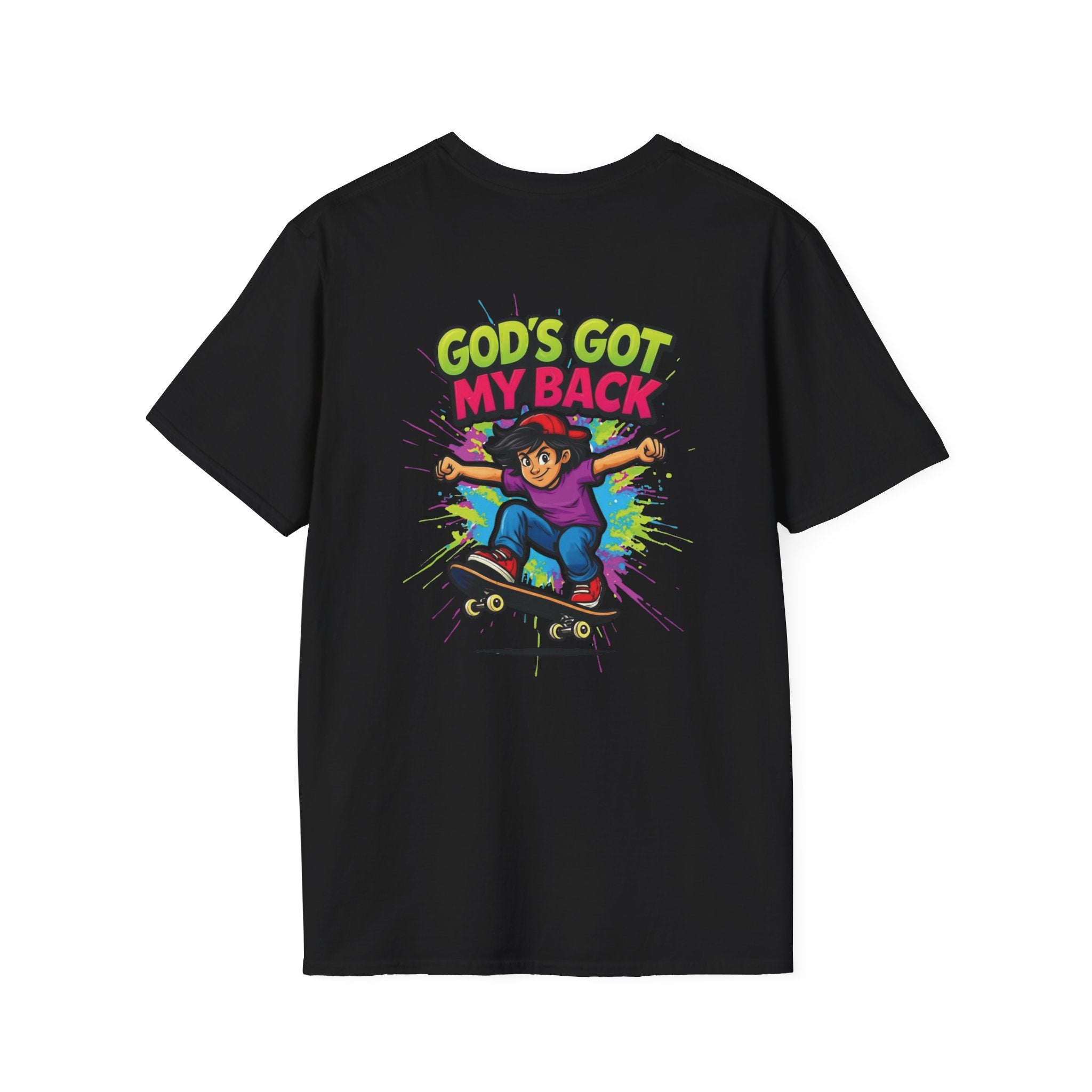 Christian Skateboard T-Shirt — "God's Got My Back" Youth Skate Tee