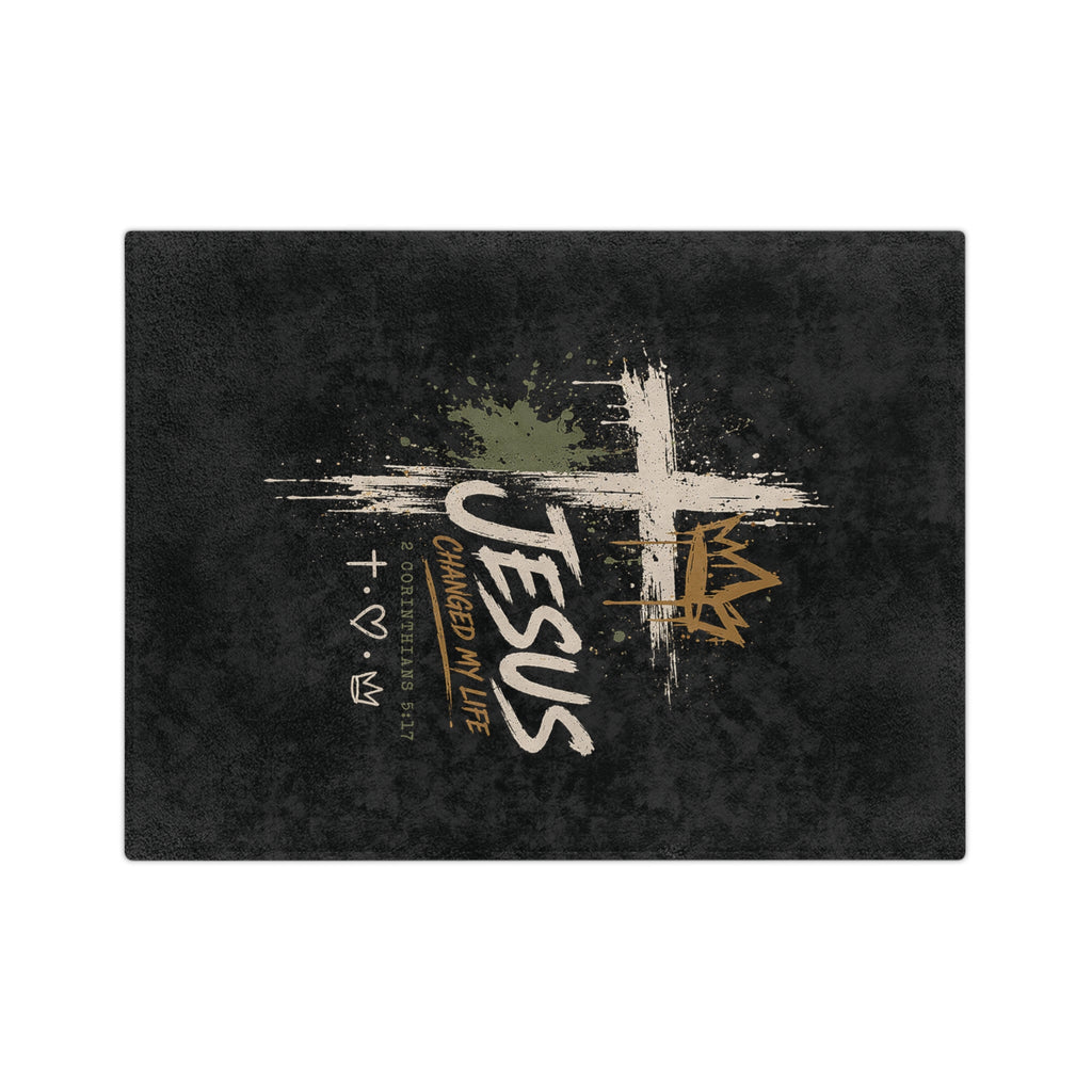 Christian Throw Blanket - "Jesus Changed My Life" Velveteen Microfiber Cozy Blanket