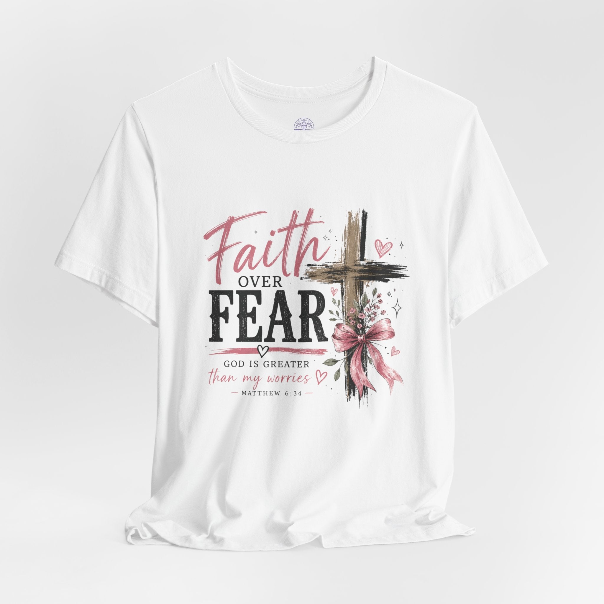 Faith Over Fear Tee — Christian Cross Inspirational Graphic T-Shirt