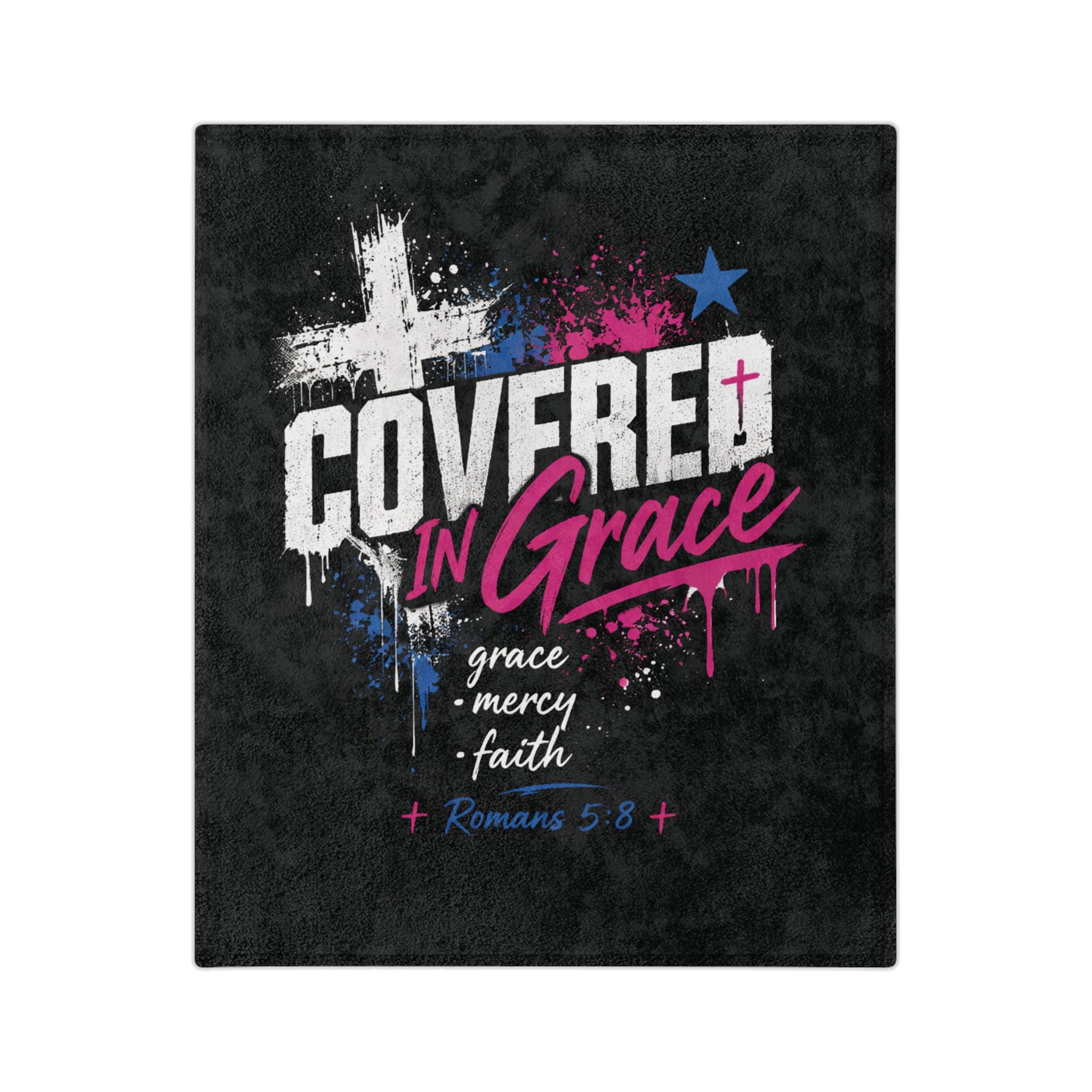 Covered in Grace Microfiber Blanket — Christian Faith Throw (Romans 5:8)