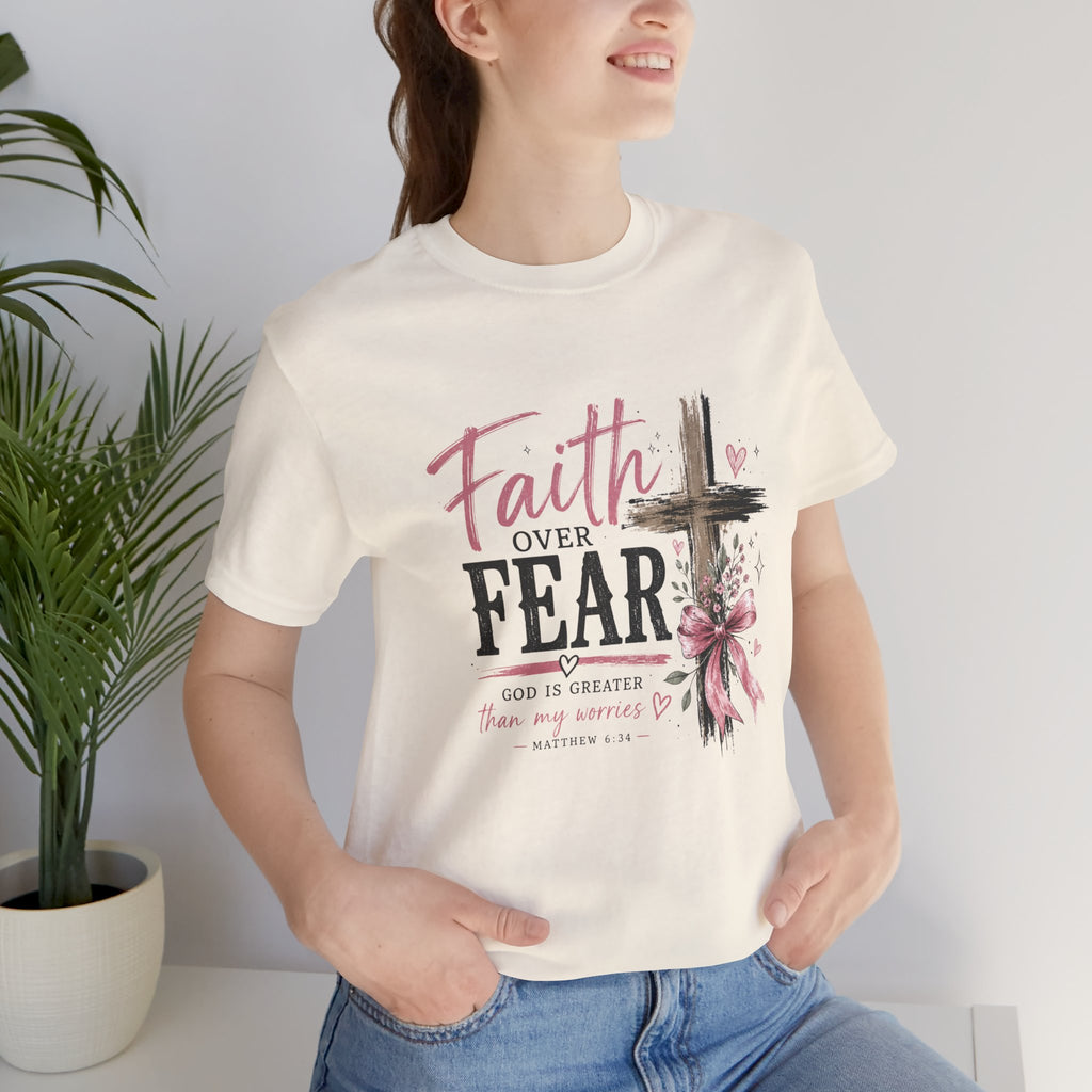 Faith Over Fear Tee — Christian Cross Inspirational Graphic T-Shirt